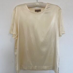 Silky Satin 90's Double D Ranch Ivory T Shirt